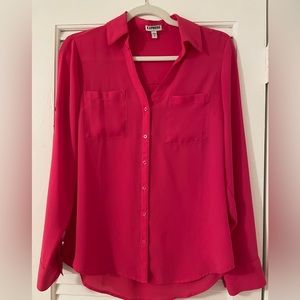 Hot Pink Express Button Down Top